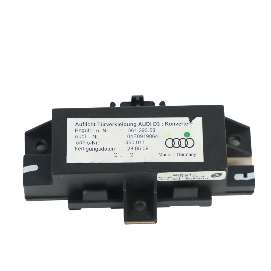 Contrôleur Fibre Optique Éclairage Intérieur Porte Faisceau pour Audi A8 D3 à propos du numéro de pièce 4E0919064 Audi A8 D3 Contrôleur Fibre Optique Éclairage Intérieur Porte Faisceau - SKU 4E0919064 - Numéro de pièce 4E0919064