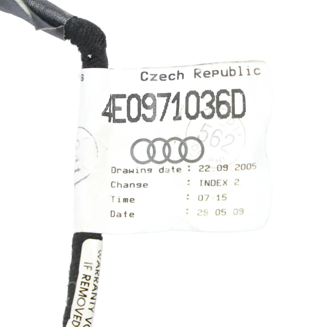 Faisceau Câblage Porte Avant Côté Passager pour Audi A8 D3 à propos du numéro de pièce 4E0971036 Audi A8 D3 Faisceau Câblage Porte Avant Côté Passager - SKU 4E0971036 - Numéro de pièce 4E0971036