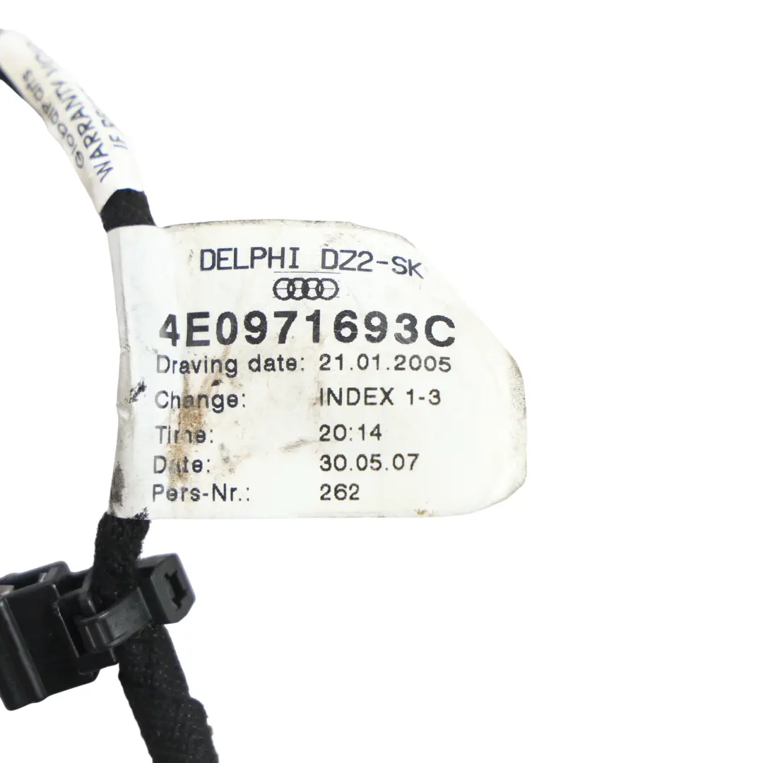 Audi A6 C7 4G Rear Door Harness Wiring Loom Cable Left Right N/O/S - SKU 4E0971693C - Part number 4E0971693C