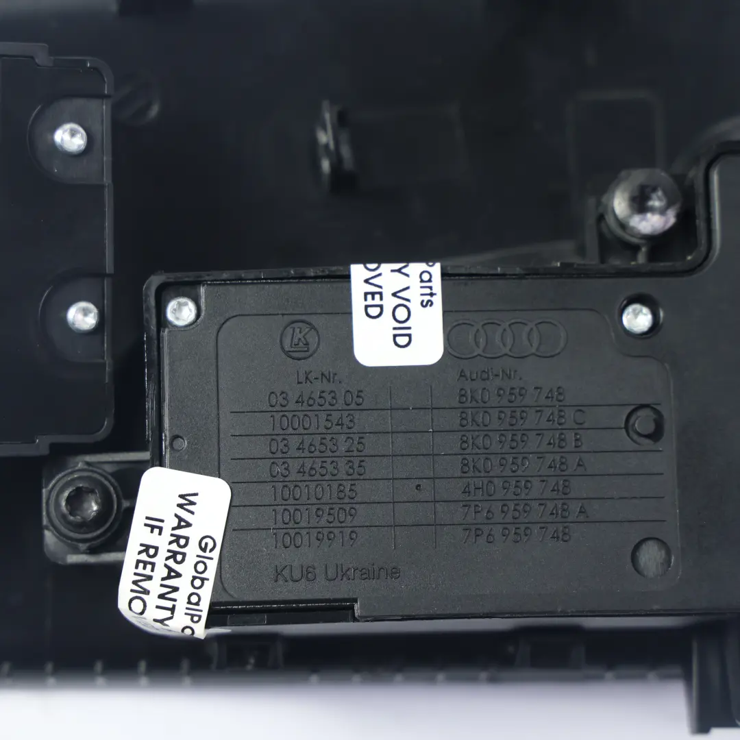 Audi A7 4G A8 D4 Interruttore Regolazione Sedile Anteriore Destro - SKU 4H0959748 - Numero di parte 4H0959748