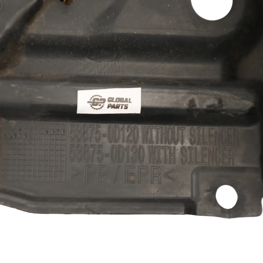 Mk2 Wheel Arch Liner Cover Panel Front Right O/S 53875-0D120 to Toyota Yaris with Part number 538750D120 Toyota Yaris Mk2 Wheel Arch Liner Cover Panel Front Right O/S 53875-0D120 - SKU 538750D120 - Part number 538750D120