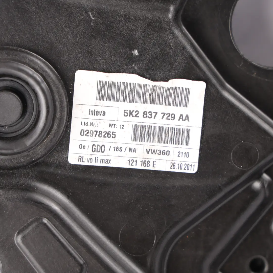 Mk6 VI Front Door Window Lifter Regulator Mechanism Left N/S to VW Golf with Part number 5K0837461D VW Golf Mk6 VI Front Door Window Lifter Regulator Mechanism Left N/S - SKU 5K0837461D - Part number 5K0837461D