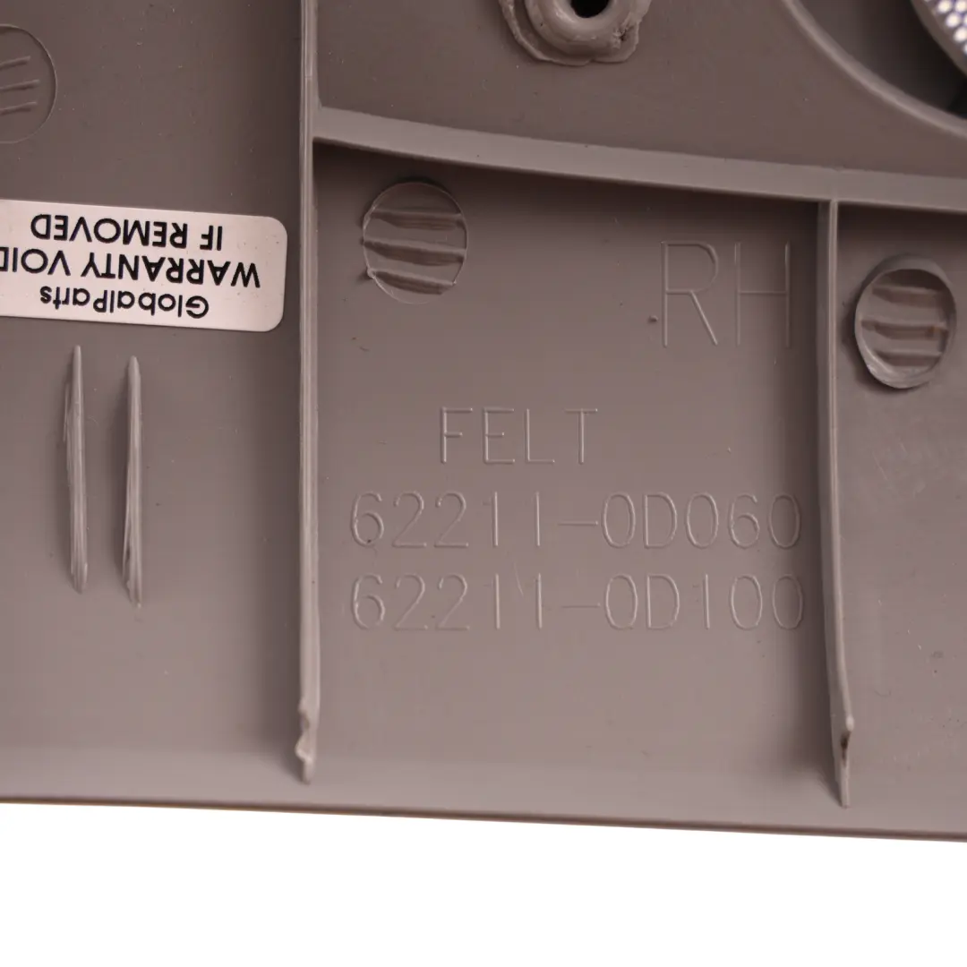 Pillar Trim Cover Panel Upper Left N/S Side Grey to Toyota Yaris P9 A with Part number 622110D060B0 Toyota Yaris P9 A Pillar Trim Cover Panel Upper Left N/S Side Grey - SKU 622110D060B0 - Part number 622110D060B0