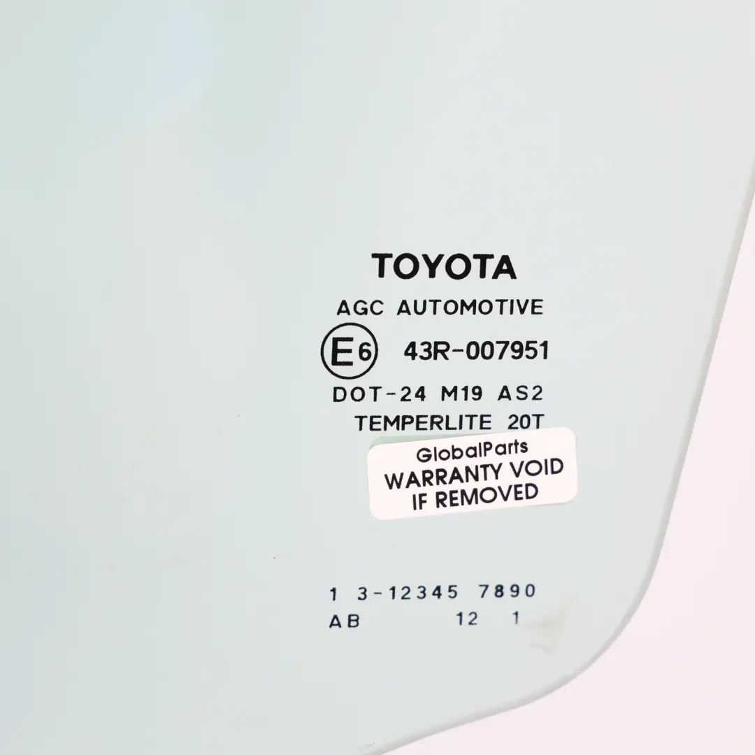 Front Door Window Glass Glazing Left N/S AS2 Green to Toyota Auris E15 with Part number 6810202230 Toyota Auris E15 Front Door Window Glass Glazing Left N/S AS2 Green - SKU 6810202230 - Part number 6810202230
