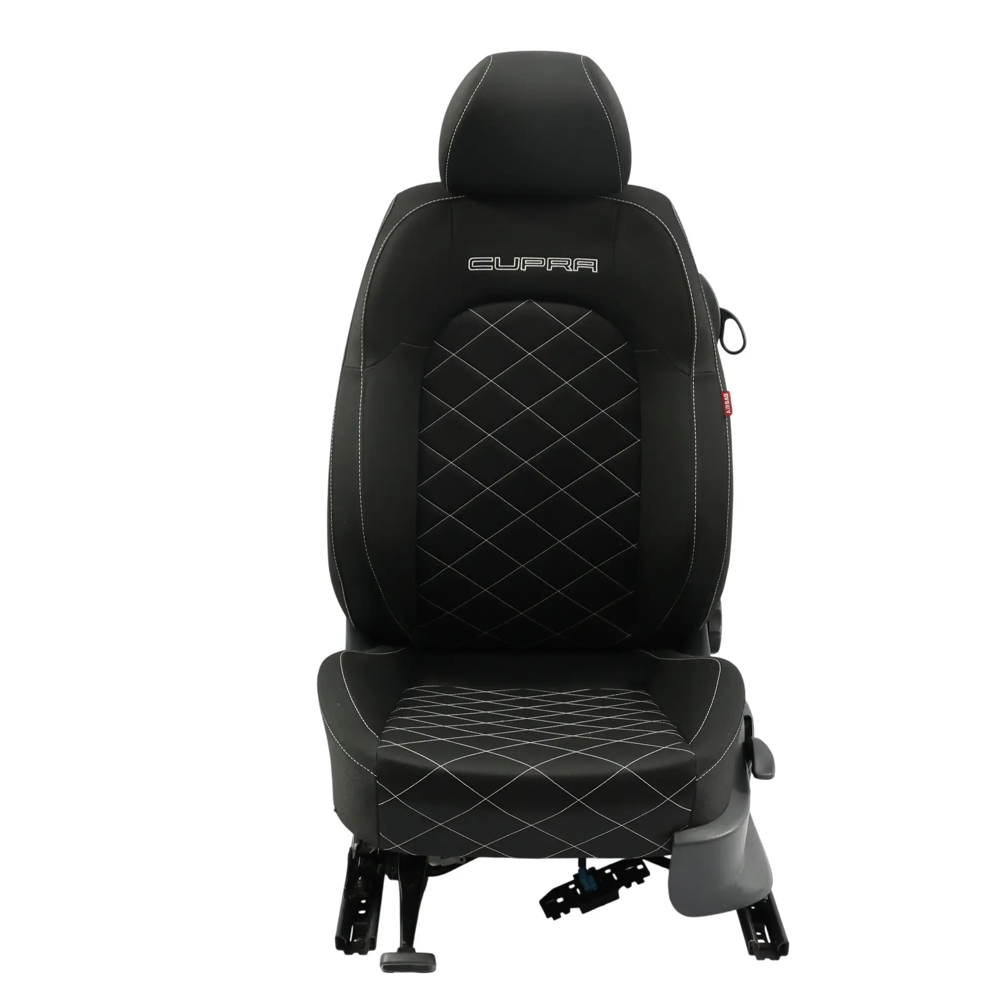 Seat Ibiza 6J Cupra Front Seat Left N/S Black Cloth Fabric White Seam