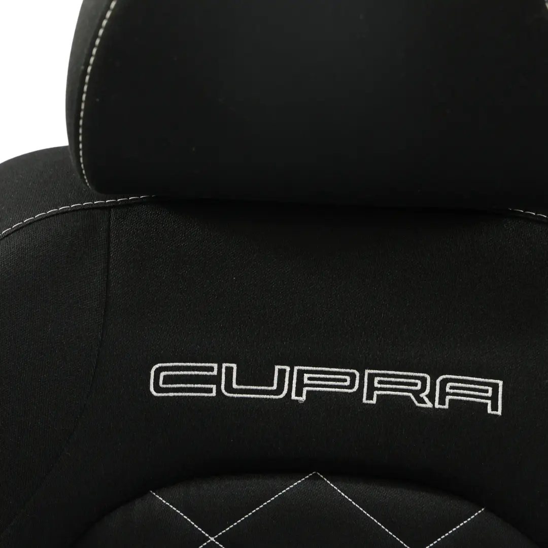 Seat Ibiza 6J Cupra Front Seat Left N/S Black Cloth Fabric White Seam - SKU 6J0881805BR-1 - Part number 6J0881805BR