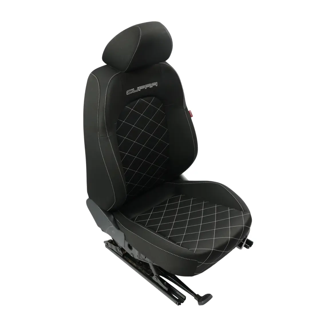Seat Ibiza 6J Cupra Asiento Delantero Izquierdo Tela Negra Costura Blanca - SKU 6J0881805BR-1 - Número de pieza 6J0881805BR
