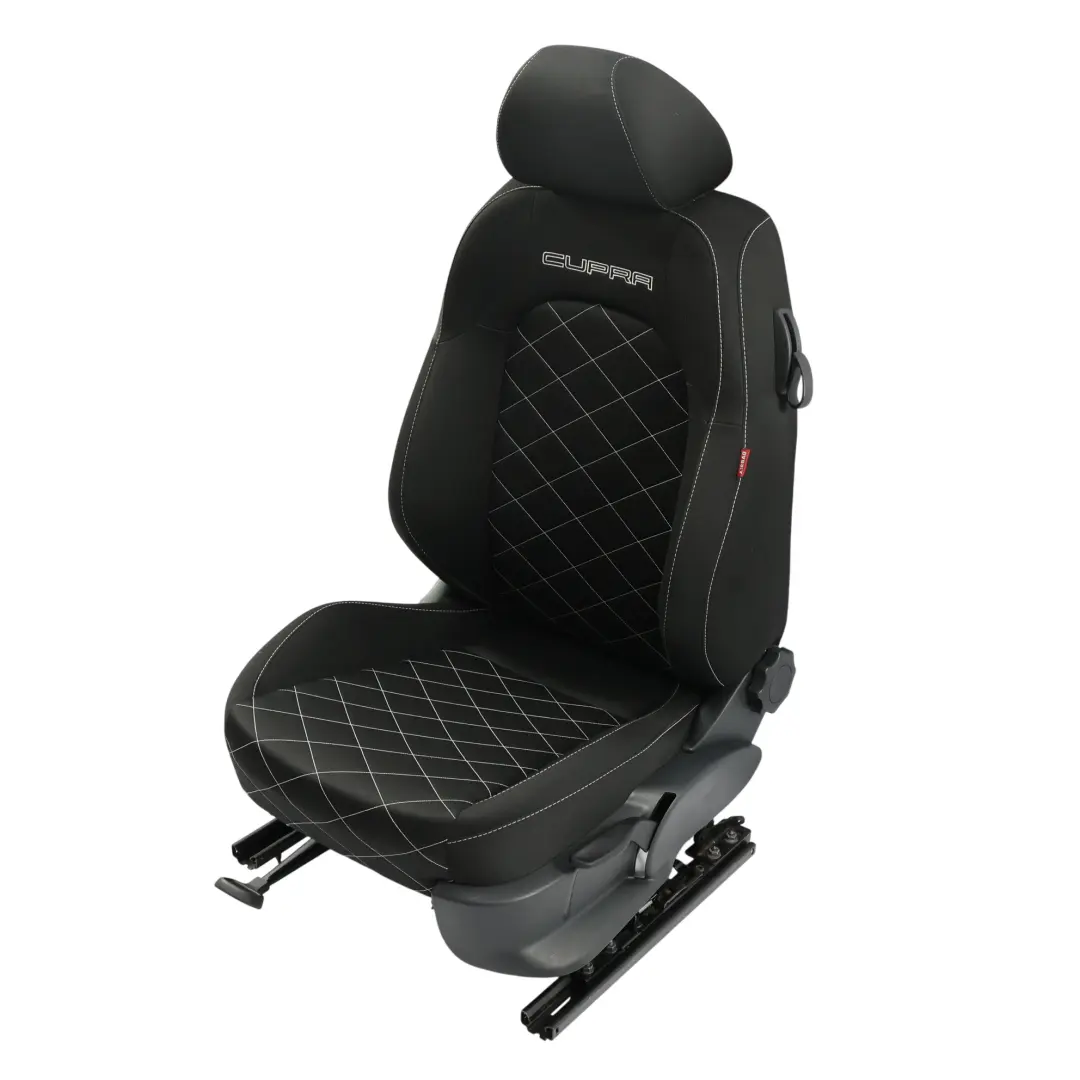 Seat Ibiza 6J Cupra Asiento Delantero Izquierdo Tela Negra Costura Blanca - SKU 6J0881805BR-1 - Número de pieza 6J0881805BR