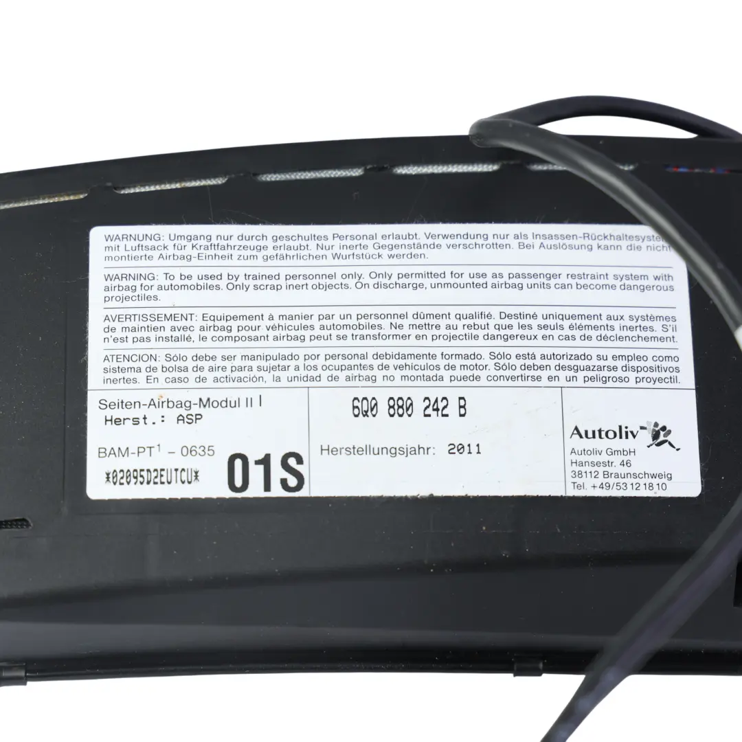 Front Seat Air Module Unit Right O/S to VW Polo 6R Fabia 5J with Part number 6Q0880242B VW Polo 6R Fabia 5J Front Seat Air Module Unit Right O/S - SKU 6Q0880242B - Part number 6Q0880242B