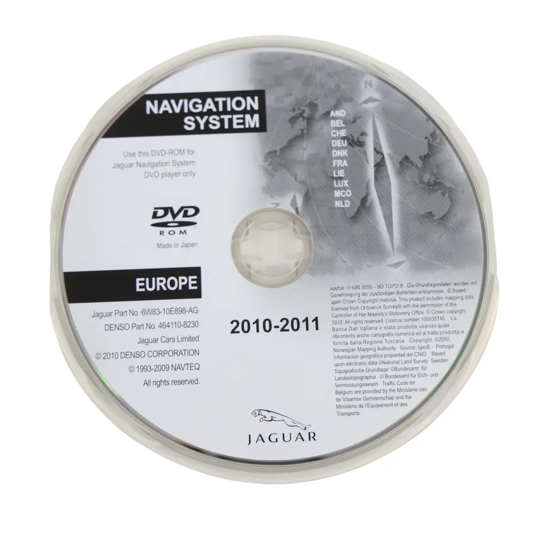 Jaguar XF X250 Navegación Satélite CD Mapa Europa 2010-2011 - SKU 6W83-10E898-AGF - Número de pieza 6W83-10E898-AGF