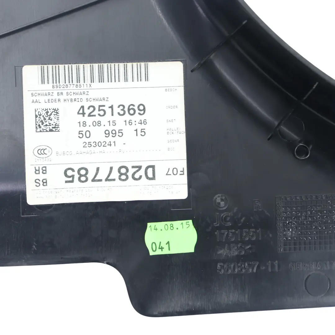 BMW F07 GT LCI B-Pillar Trim Panel Cover Bottom Right O/S Black Leather - SKU 7221698 - Part number 7221698