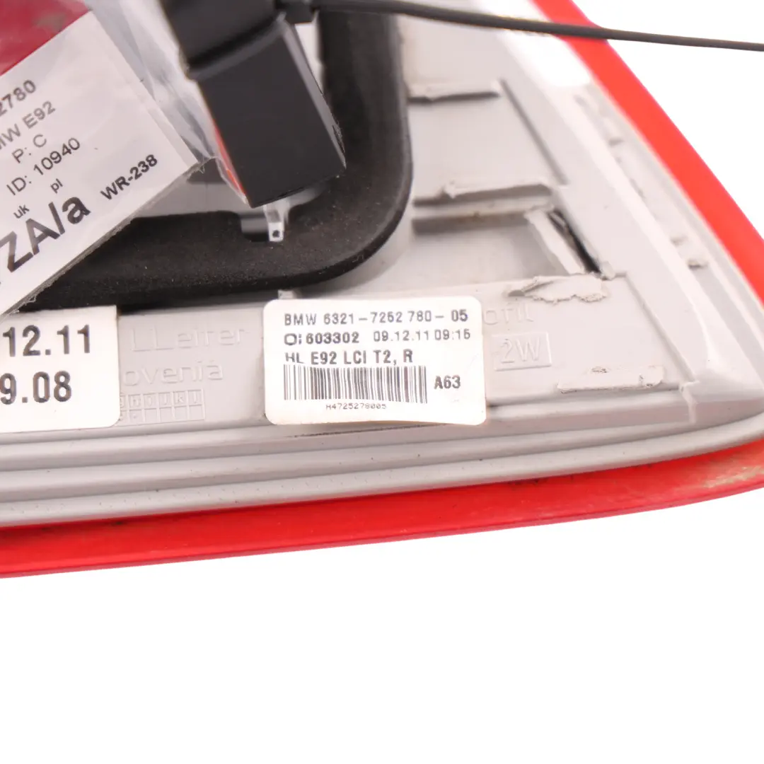 BMW E92 LCI Luz Trasera En La Tapa Del Maletero Derecha - SKU 7252780 - Número de pieza 7252780