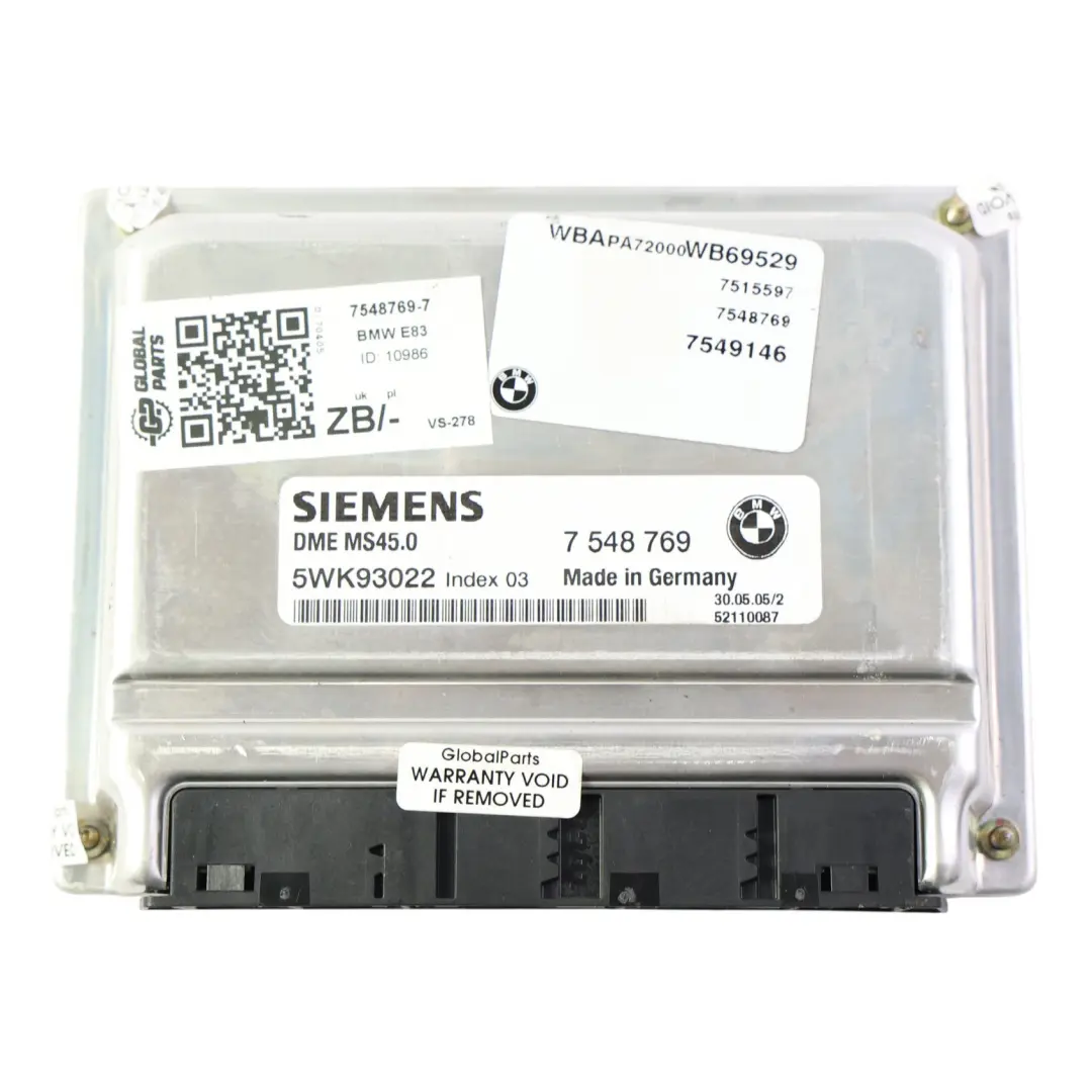 M54 192KM Komputer Sterownik Silnika Automat do BMW X3 E83 2.5i o numerze 7548769 BMW X3 E83 2.5i M54 192KM Komputer Sterownik Silnika Automat - SKU 7548769-7 - Numer Części 7548769