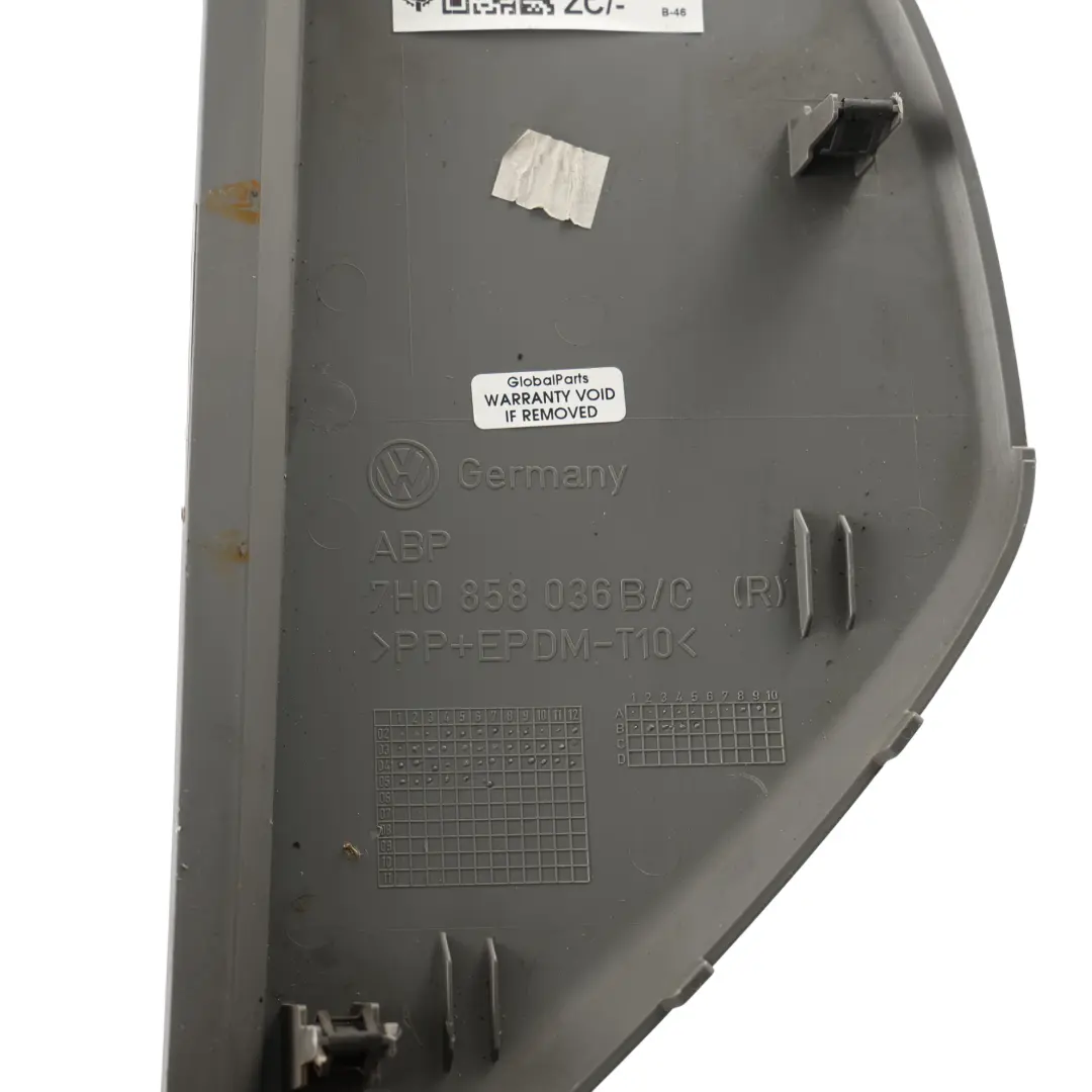 Volkswagen Transporter T5 Armaturenbrett Seitenabdeckung Rechts Grau - SKU 7H0858036B - Teilenummer 7H0858036B