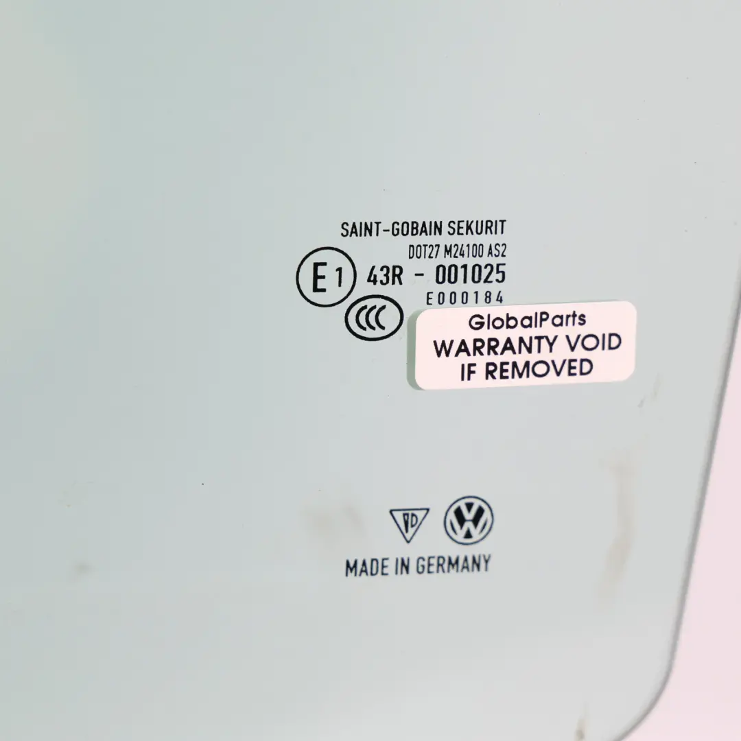 Volkswagen Touareg 7P Rear Door Side Window Glass Left N/S AS2 Green - SKU 7P0845025A - Part number 7P0845025A