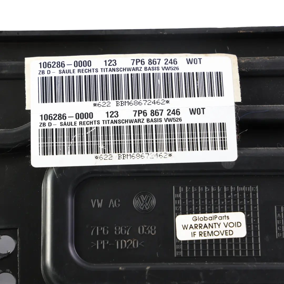 7P Embellecedor Pilar D Superior Derecho para Volkswagen Touareg con número de pieza 7P6867246 Volkswagen Touareg 7P Embellecedor Pilar D Superior Derecho - SKU 7P6867246 - Número de pieza 7P6867246