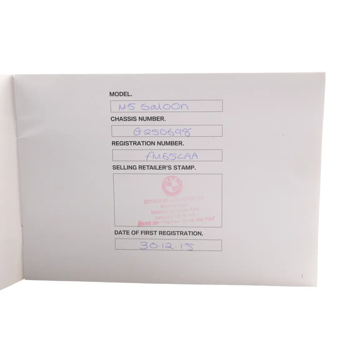 Owner's Handbook Booklet Pouch Case Wallet Set to BMW F10 M5 with Part number 2963643 BMW F10 M5 Owner's Handbook Booklet Pouch Case Wallet Set - SKU 2963643 - Part number 2963643