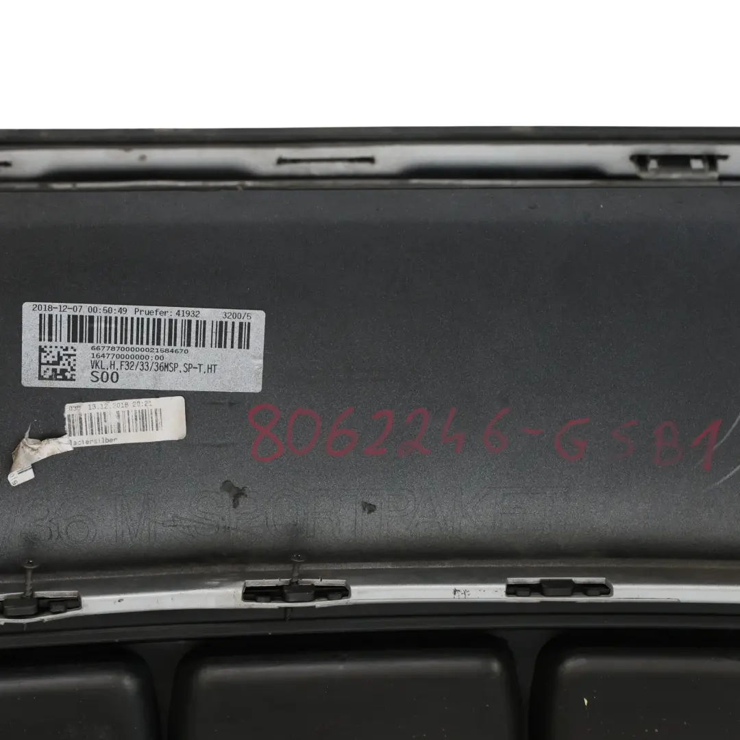 BMW F36 Rear Bumper M Sport Trim Panel PDC Glacier Silver Metallic - A83 - SKU 8062246-GSB1 - Part number 8062246