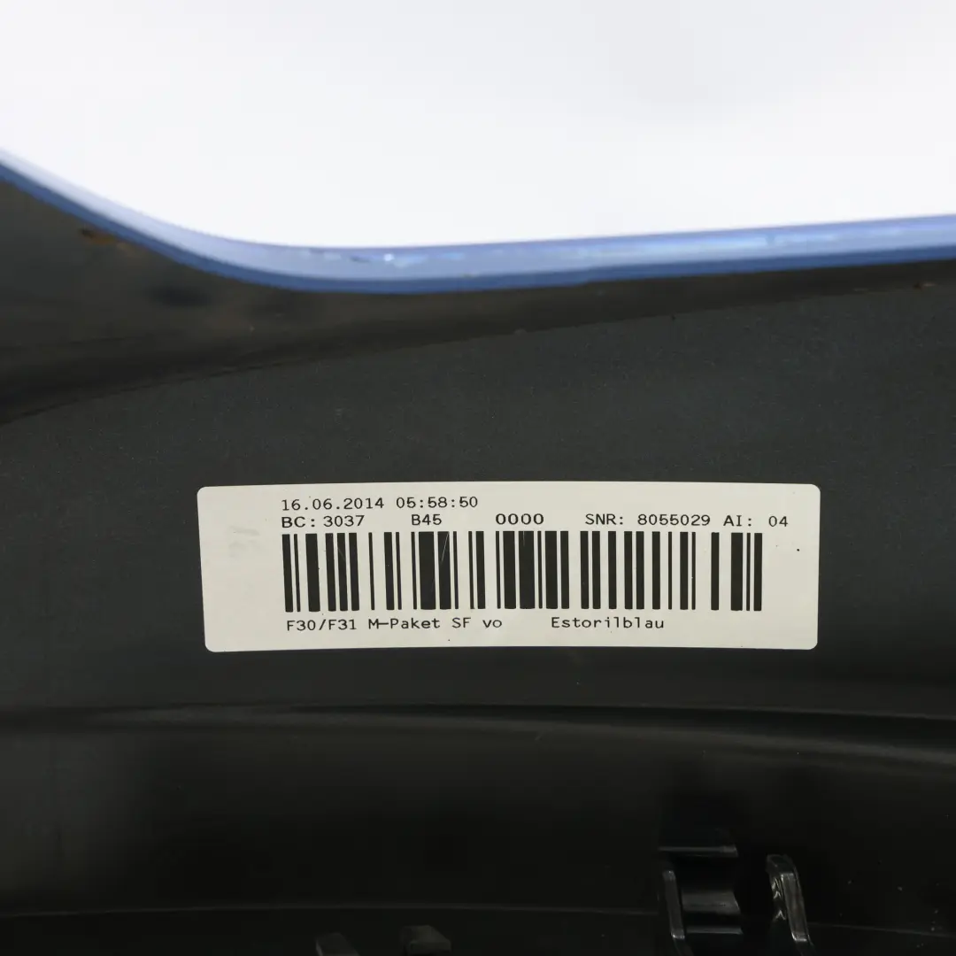 BMW F30 F31 Front Bumper M Sport Trim Panel Estoril Blue Metallic - B45 - SKU 8067941-EB - Part number 8067941