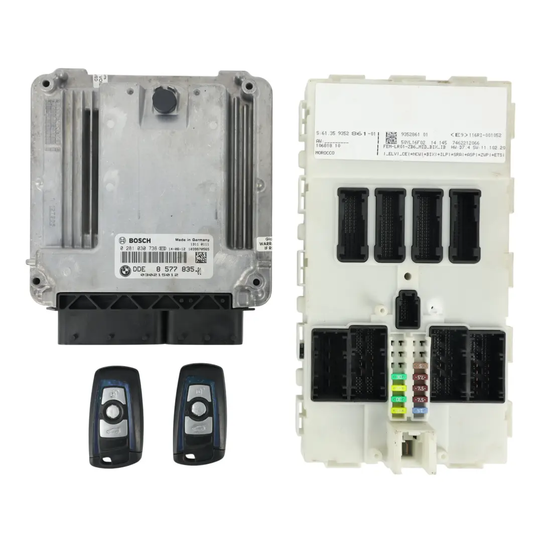 Control Unit ECU DDE Set Kit FEM N57N Automatic to BMW F30 F31 F10 Engine with Part number 8577835 BMW F30 F31 F10 Engine Control Unit ECU DDE Set Kit FEM N57N Automatic - SKU 8577835-3 - Part number 8577835