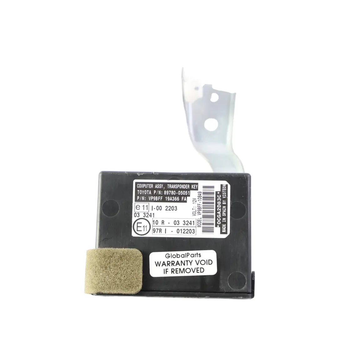 Transponder Immobiliser Control Unit Module 89780-05051 to Toyota Avensis T270 with Part number 8978005051 Toyota Avensis T270 Transponder Immobiliser Control Unit Module 89780-05051 - SKU 8978005051 - Part number 8978005051