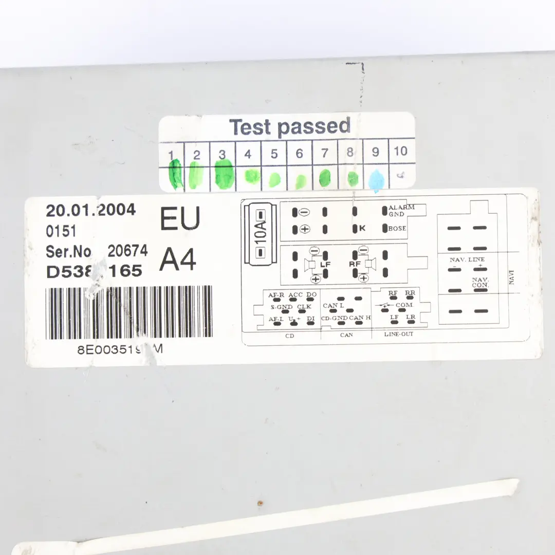 Audi A4 B7 Symphony CD Changer Radio Head Unit - SKU 8E0035195M-1 - Part number 8E0035195M