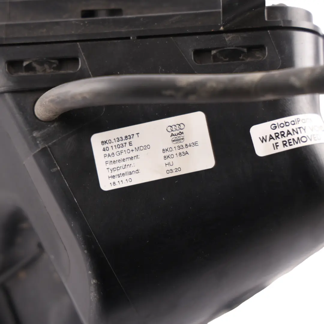 8F Air Intake Filter Box Housing 2.0 TDI Diesel to Audi A4 B8 A5 with Part number 8K0133837T Audi A4 B8 A5 8F Air Intake Filter Box Housing 2.0 TDI Diesel - SKU 8K0133837T - Part number 8K0133837T