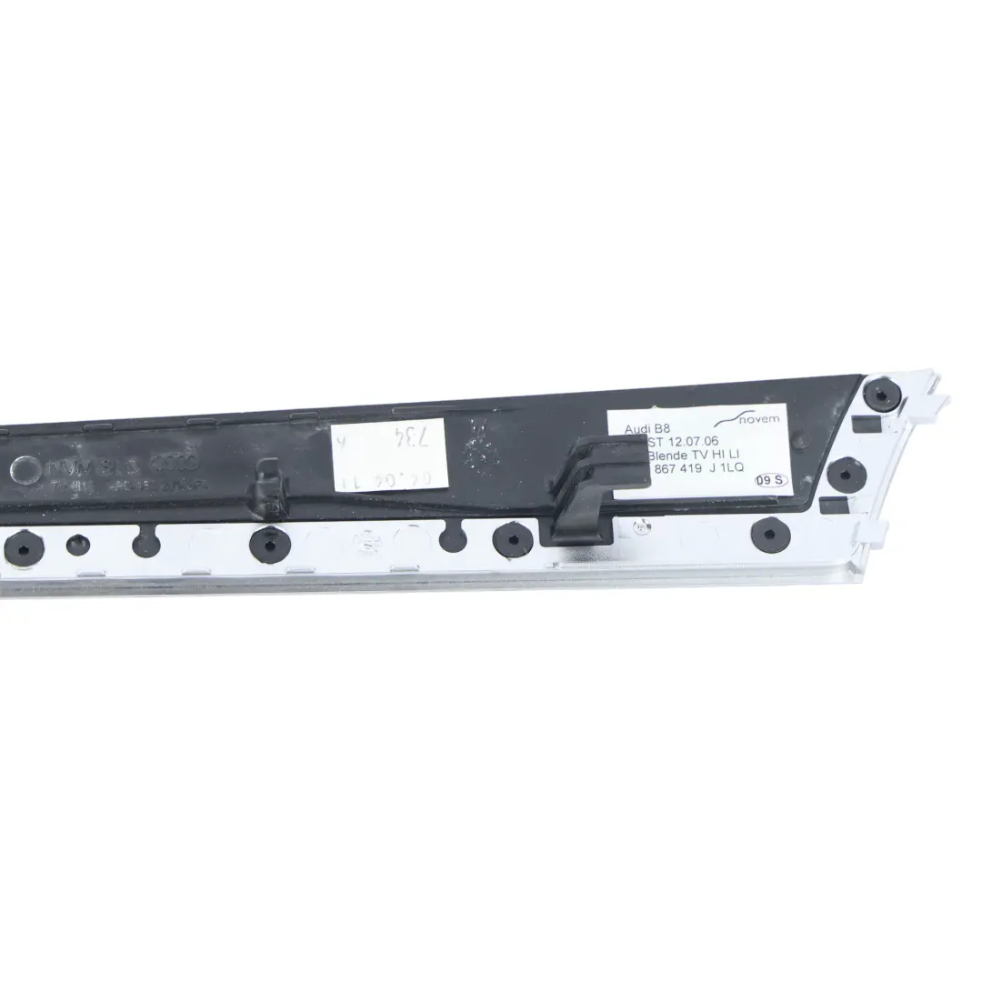 Moldura Panel Puerta Trasera Izquierda Negro Piano para Audi A4 B8 con número de pieza 8K0867419 Audi A4 B8 Moldura Panel Puerta Trasera Izquierda Negro Piano - SKU 8K0867419-BLK - Número de pieza 8K0867419