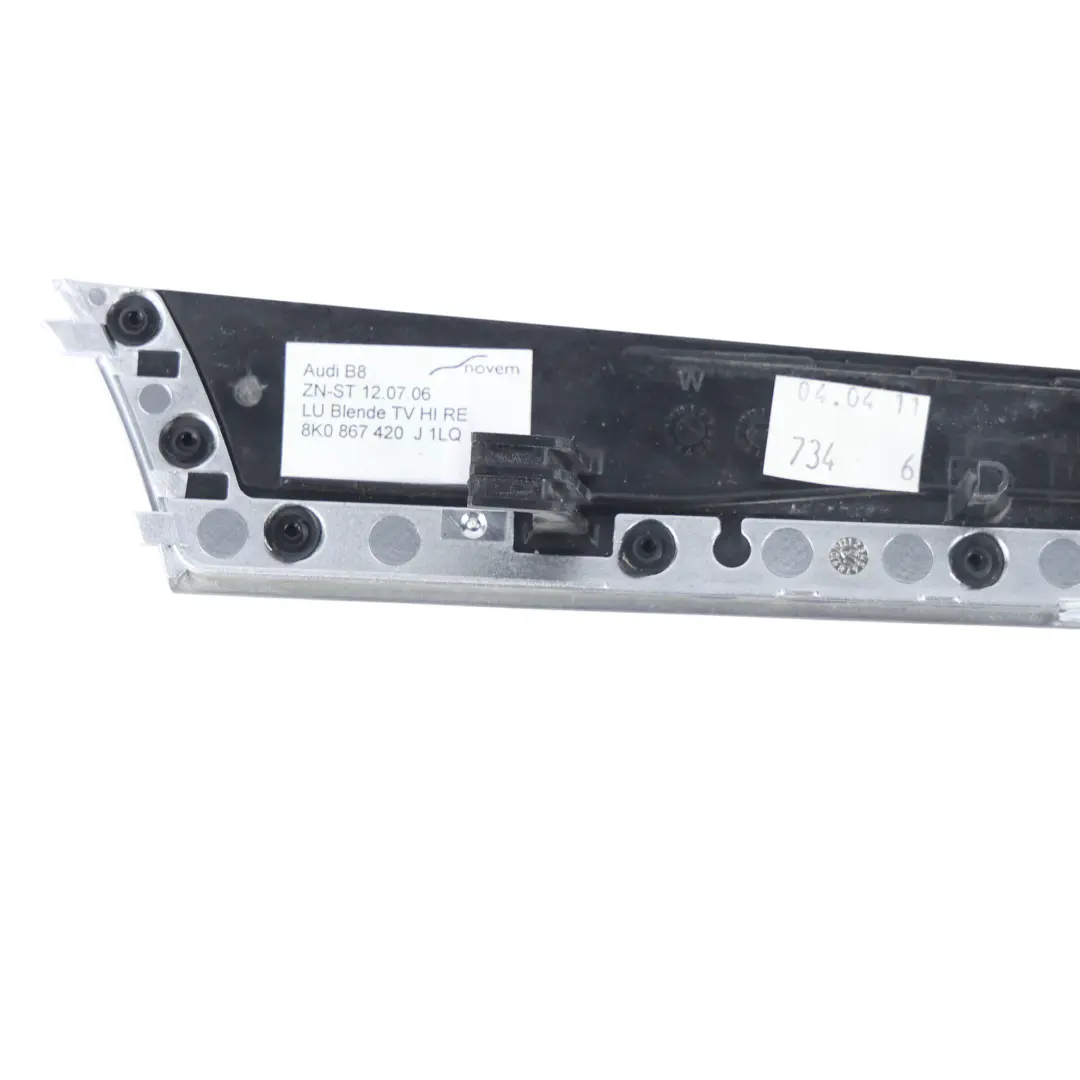 Audi A4 B8 Listwa Ozdobna Drzwi Tylna Prawa Czarny Fortepianowy - SKU 8K0867420-BLK - Numer Części 8K0867420