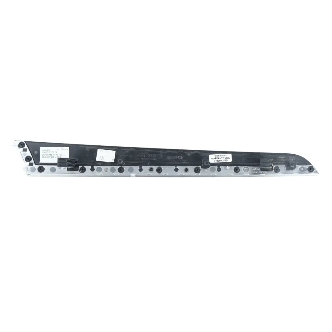 Audi A4 B8 Door Card Trim Cover Strip Rear Right O/S Piano Black - SKU 8K0867420-BLK - Part number 8K0867420