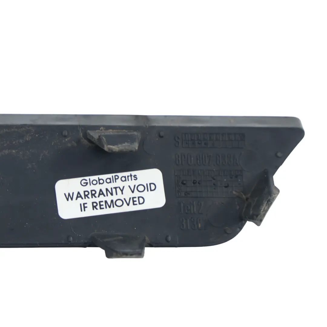 Audi A3 8P Rear Bumper Grille Cover Panel Strip Center Black - SKU 8P0807833A - Part number 8P0807833A
