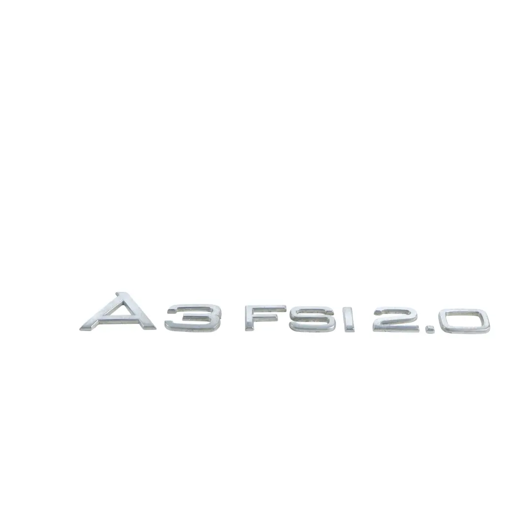 Boot Tailgate Trunk Emblem Badge Logo A3 2.0 FSI to Audi A3 8P Rear with Part number 8P0853741 Audi A3 8P Rear Boot Tailgate Trunk Emblem Badge Logo A3 2.0 FSI - SKU 8P0853741-1 - Part number 8P0853741