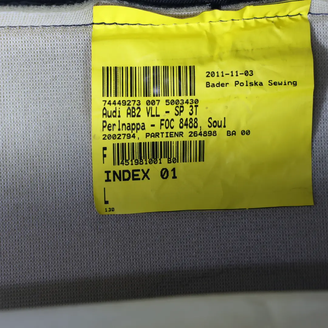 Audi A3 8P Dossier Siège Avant Gauche Intérieur Tissu Cuir Noir - SKU 8P0881805DE-3 - Numéro de pièce 8P0881805DE