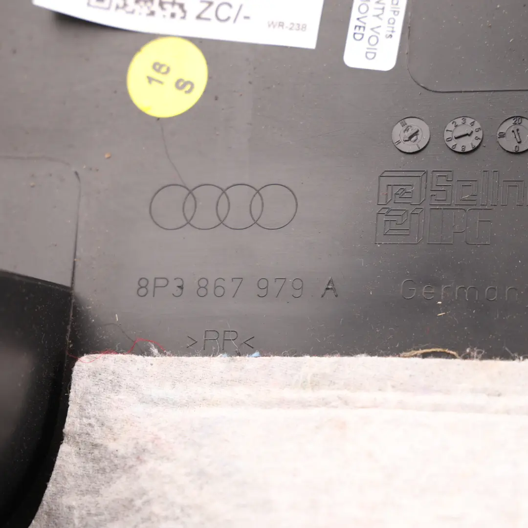 Audi A3 S3 8P Tapicerka Klapy Bagażnika Dolna Wewnętrzna Czarna - SKU 8P3867979A - Numer Części 8P3867979A