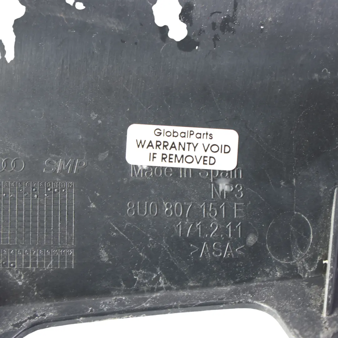 Embellecedor Paragolpes Delantero Izquierdo para Audi Q3 8U con número de pieza 8U0807151E Audi Q3 8U Embellecedor Paragolpes Delantero Izquierdo - SKU 8U0807151E - Número de pieza 8U0807151E