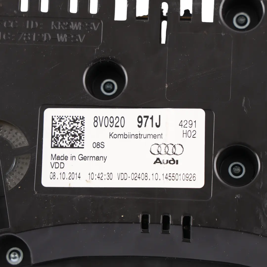 Instrument Cluster Speedo Meter Clocks Petrol Automatic to Audi S3 8V with Part number 8V0920971J Audi S3 8V Instrument Cluster Speedo Meter Clocks Petrol Automatic - SKU 8V0920971J-1 - Part number 8V0920971J