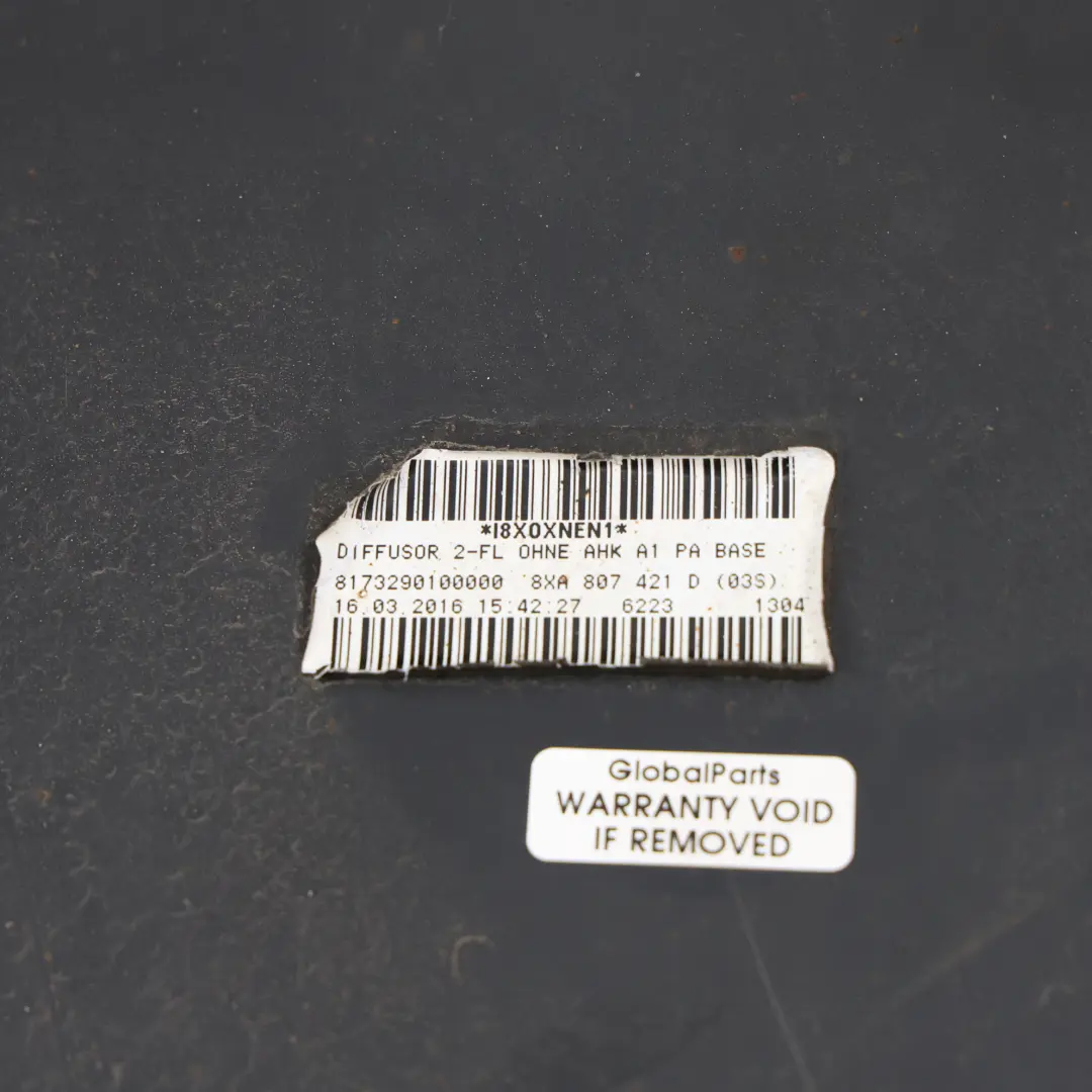 Audi A1 8X Heckstoßstange Unten Diffusor Spoiler Blende Abdeckung - SKU 8XA807421D - Teilenummer 8XA807421D