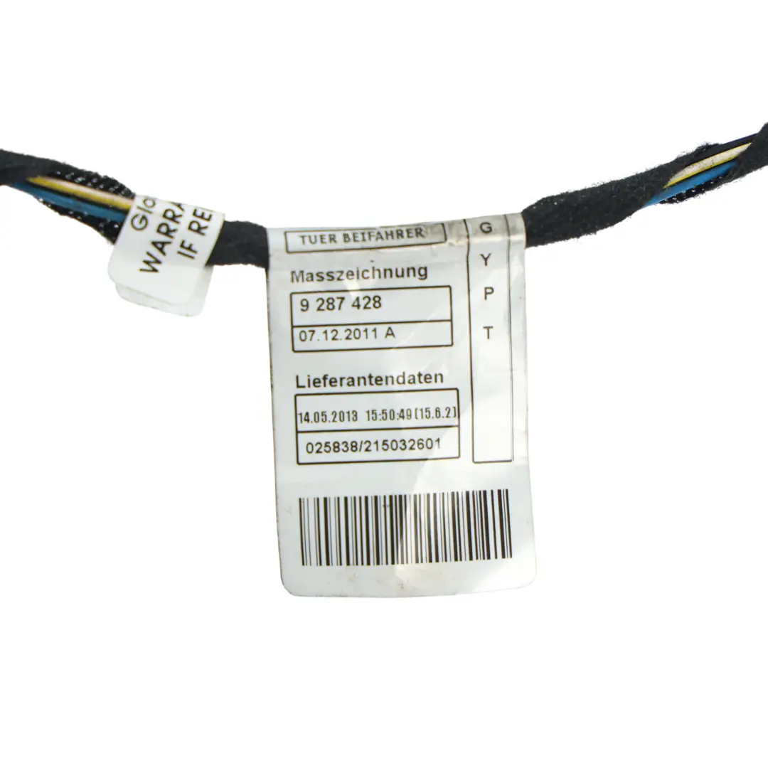 BMW F21 Cablaggio Porta Anteriore Cavo Elettrico Lato Passeggero - SKU 9287439 - Numero di parte 9287439