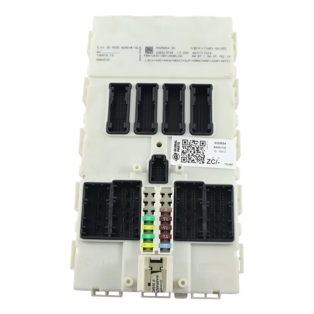 BMW F30 F35 F31 F32 Module Électronique Carrosserie Avant FEM BCM - SKU 9325654 - Numéro de pièce 9325654