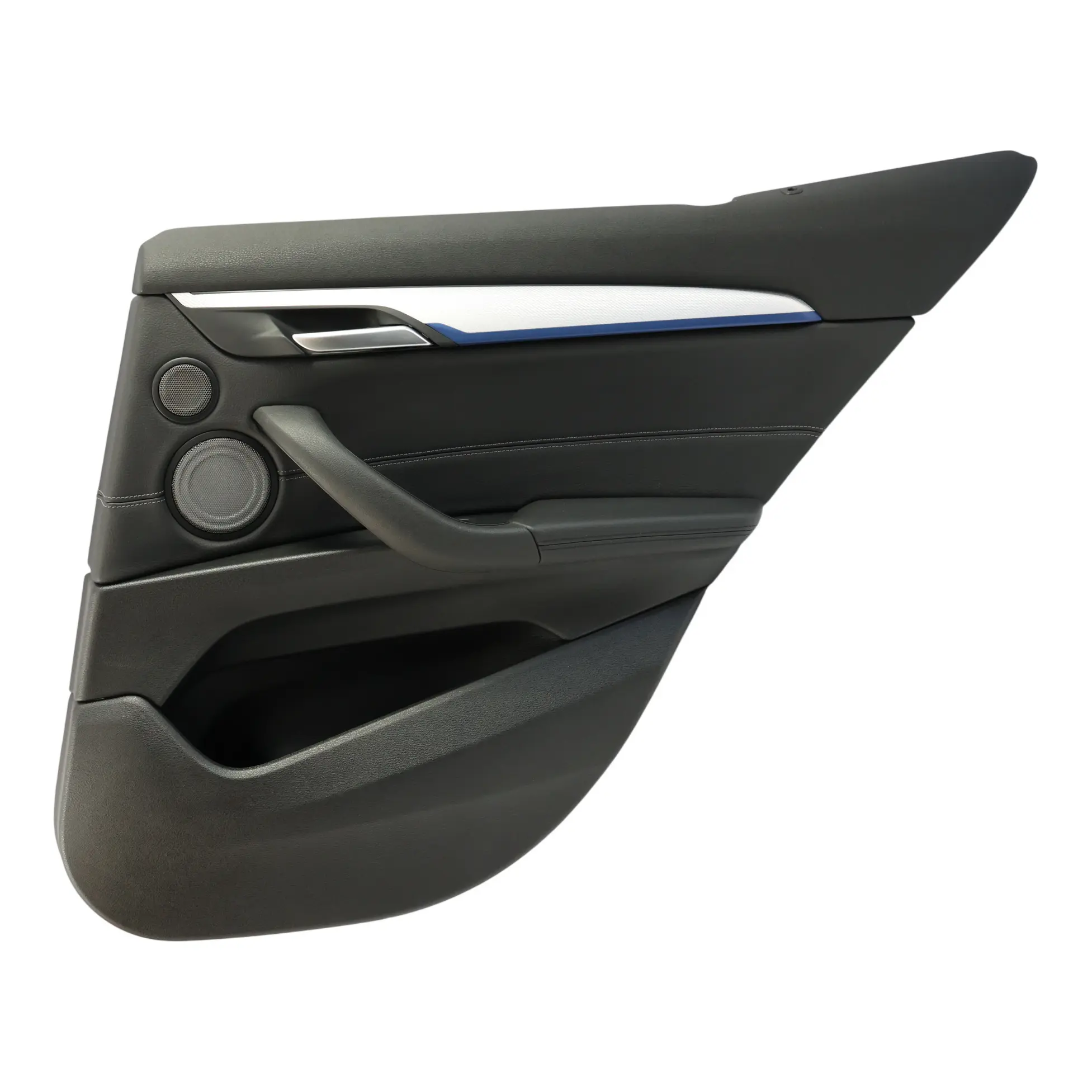 BMW X2 F39 Door Card Cover Trim Panel Rear Right O/S Black Leather Grey Seam