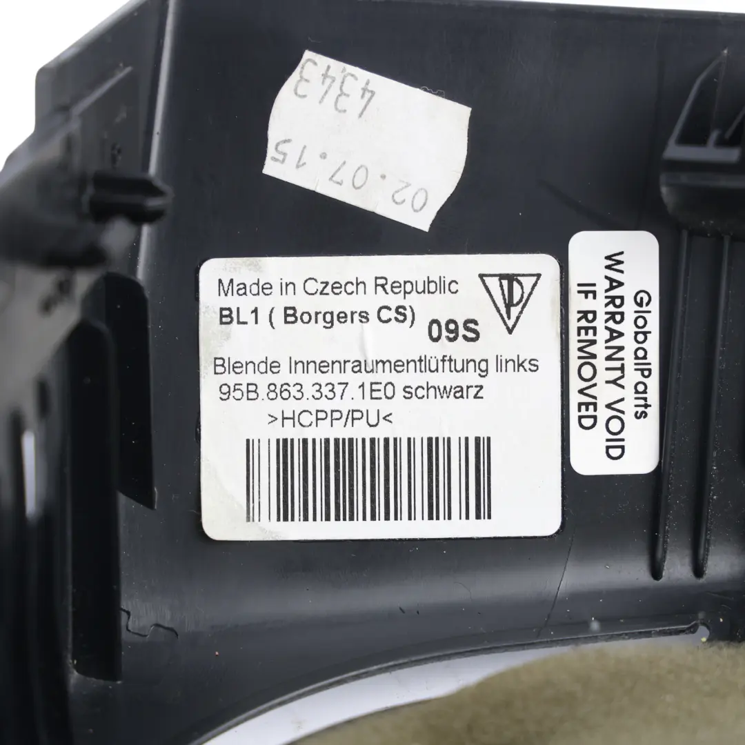 Porsche Macan 95B Habillage Montant Coffre Arrière Gauche - SKU 95B863337 - Numéro de pièce 95B863337