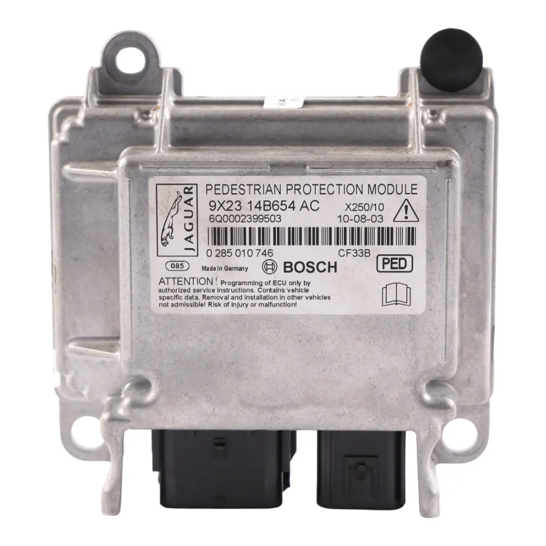 Pedestrian Protection Control Unit Module ECU to Jaguar XF X250 with Part number 9X23-14B654-AC Jaguar XF X250 Pedestrian Protection Control Unit Module ECU - SKU 9X23-14B654-AC - Part number 9X23-14B654-AC