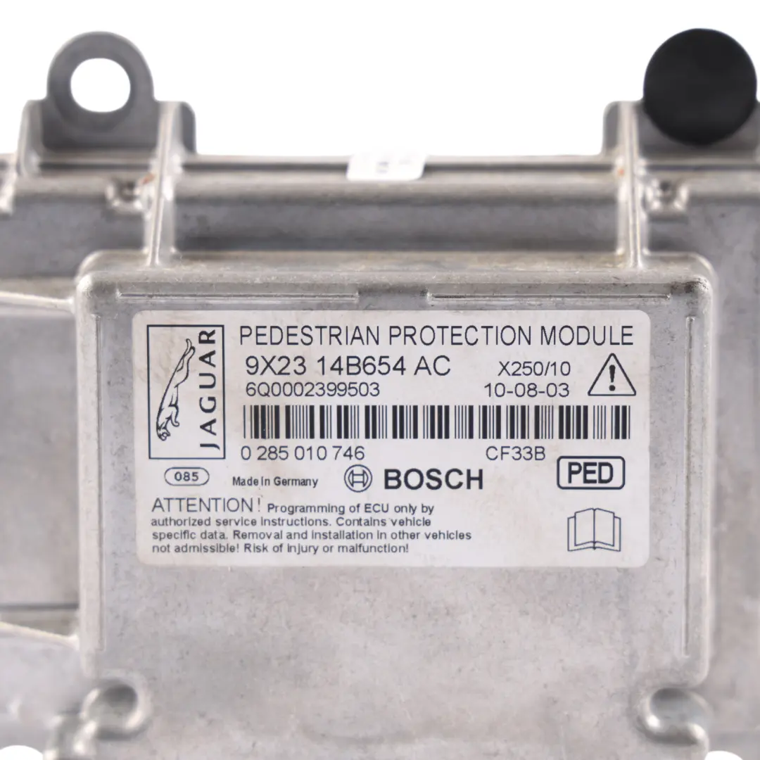 Moduł Sterownik Ochrony Pieszych ECU do Jaguar XF X250 o numerze 9X23-14B654-AC Jaguar XF X250 Moduł Sterownik Ochrony Pieszych ECU - SKU 9X23-14B654-AC - Numer Części 9X23-14B654-AC