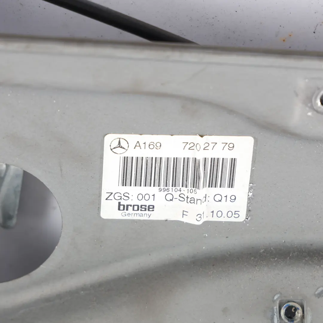 Window Regulator Front Left N/S to Mercedes W169 with Part number A1697200779 Mercedes W169 Window Regulator Front Left N/S - SKU A1697200779 - Part number A1697200779