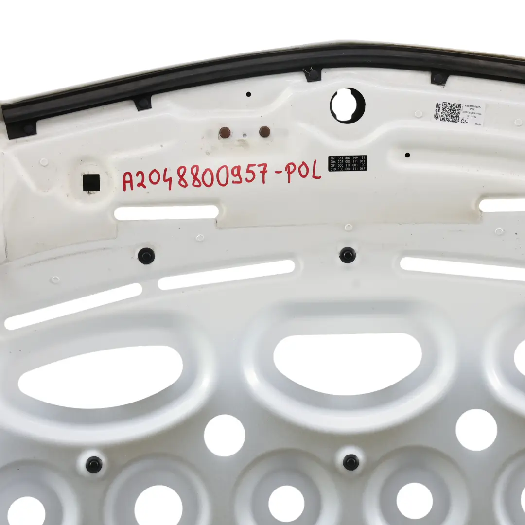 Mercedes W204 Hood Bonnet Trim Panel Engine Cover Polar White - 149 - SKU A2048800957-POL - Part number A2048800957