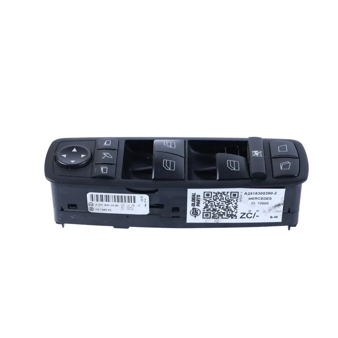 Mercedes X164 W251 Interrupteur Lève-Vitre Panneau Avant Gauche - SKU A2518300390-2 - Numéro de pièce A2518300390