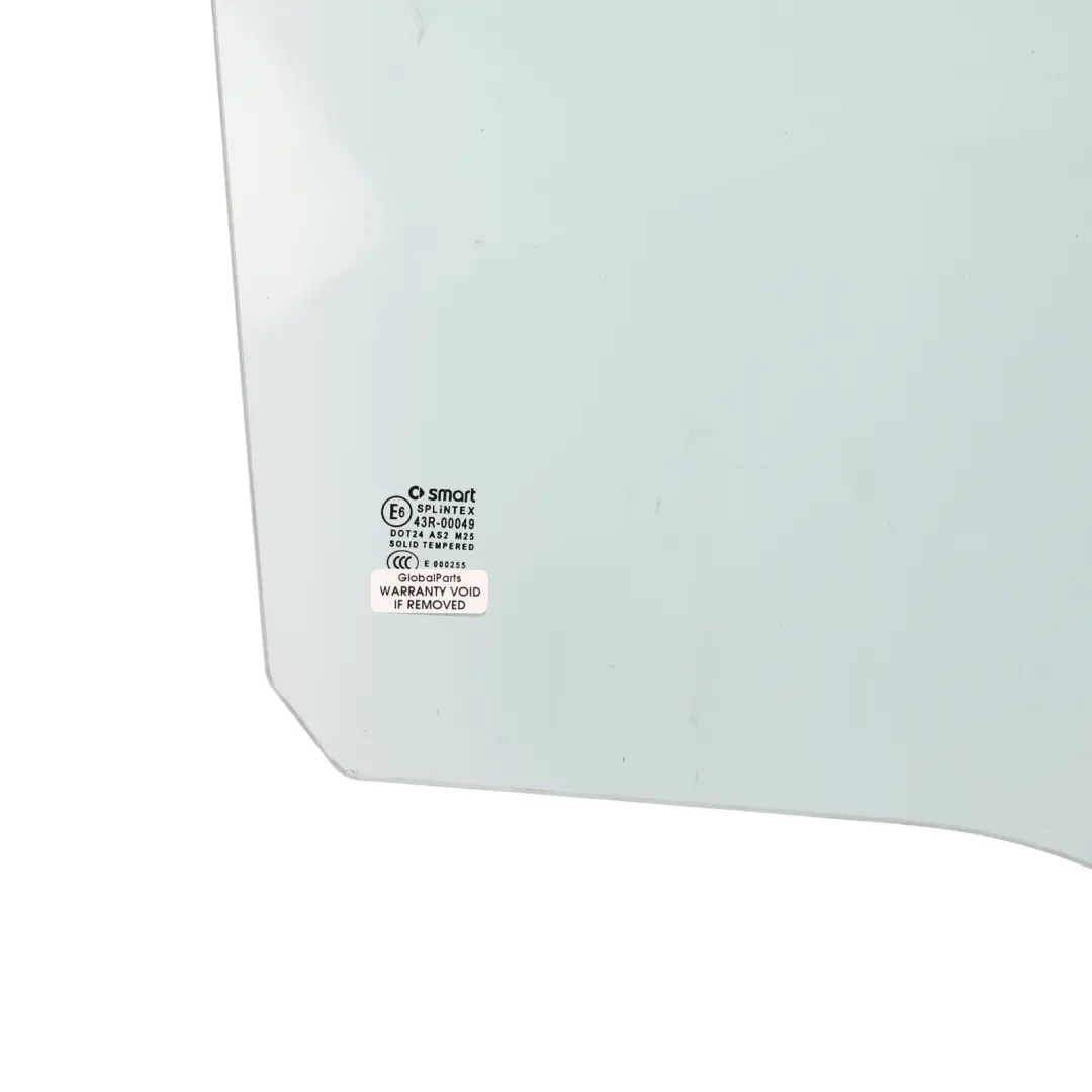 Door Window Glass Front Right O/S AS2 Green to Smart Fortwo 451 with Part number A4517250200 Smart Fortwo 451 Door Window Glass Front Right O/S AS2 Green - SKU A4517250200 - Part number A4517250200