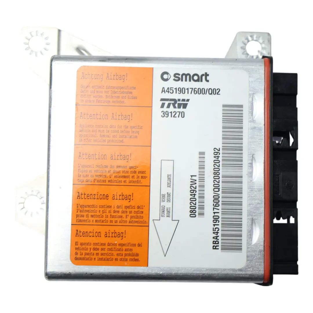 Bag Control Module Unit ECU to Smart Fortwo 451 Air with Part number A4519017600 Smart Fortwo 451 Air Bag Control Module Unit ECU - SKU A4519017600 - Part number A4519017600