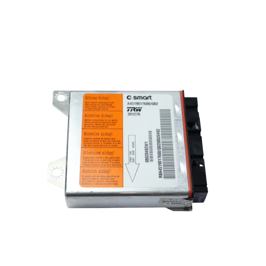 Smart Fortwo 451 Air Bag Control Module Unit ECU - SKU A4519017600 - Part number A4519017600