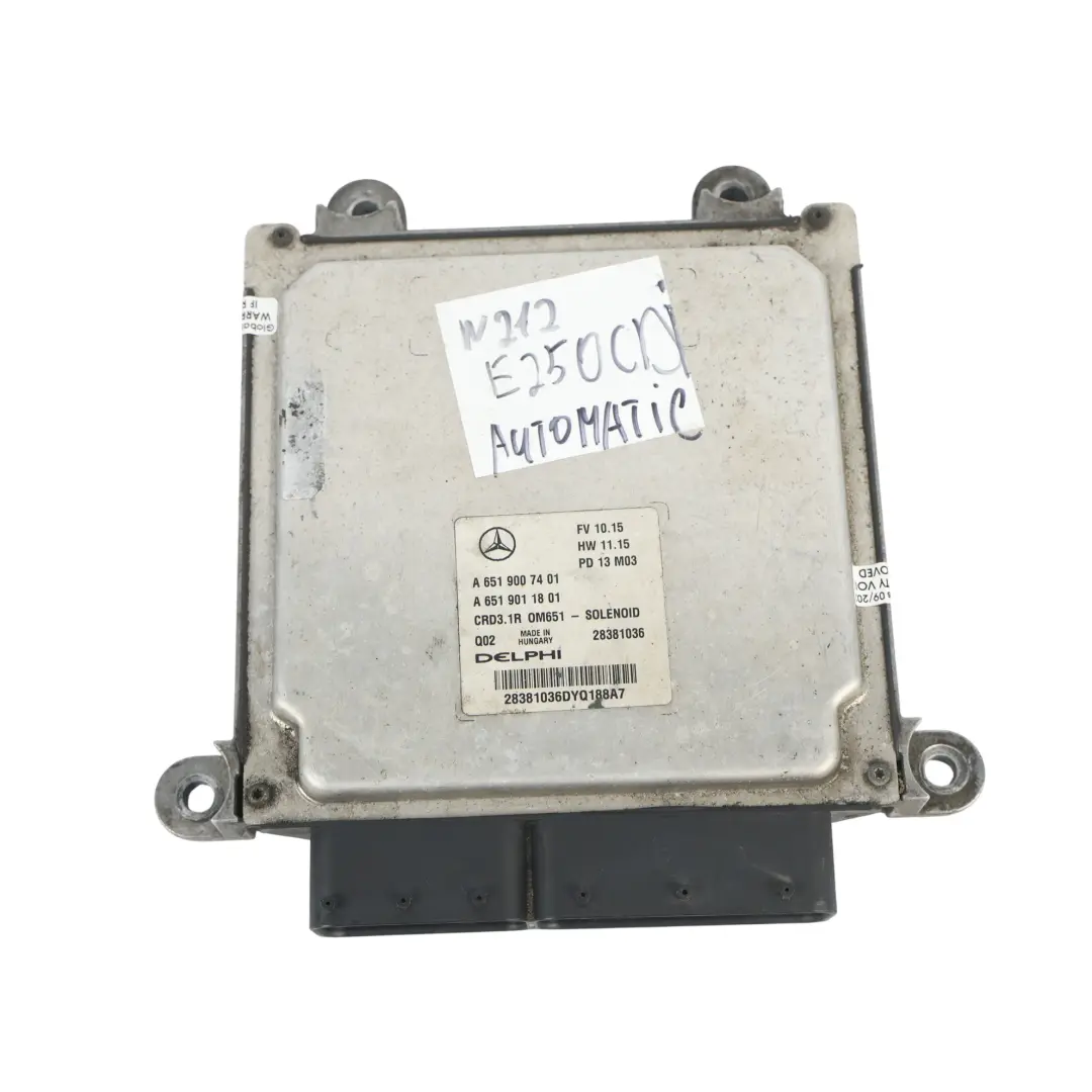 E250 CDI 204HP Blue Efficiency OM651 Module Moteur ECU pour Mercedes W212 à propos du numéro de pièce A6519007401 Mercedes W212 E250 CDI 204HP Blue Efficiency OM651 Module Moteur ECU - SKU A6519007401-13 - Numéro de pièce A6519007401